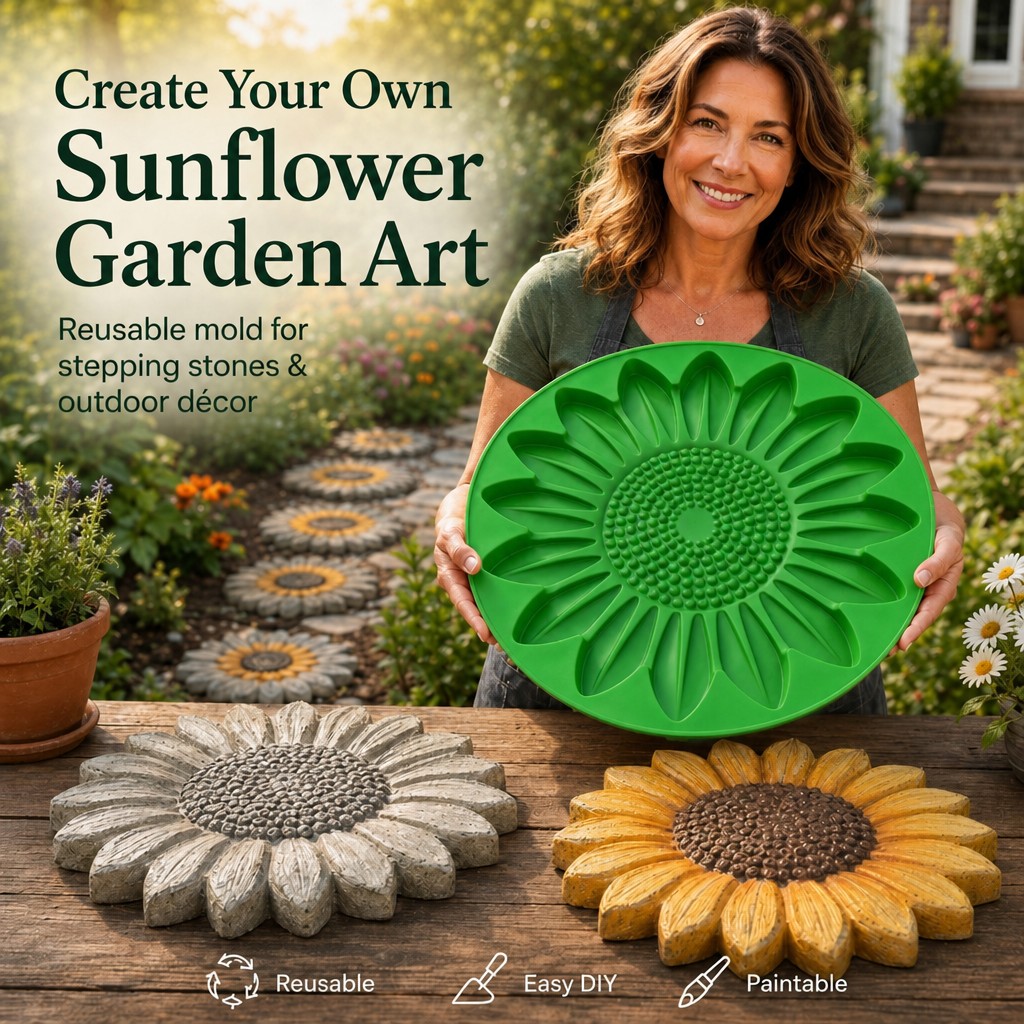Gardening Tools Combo - Sunflower Terrace Stone Mold Set, Concrete