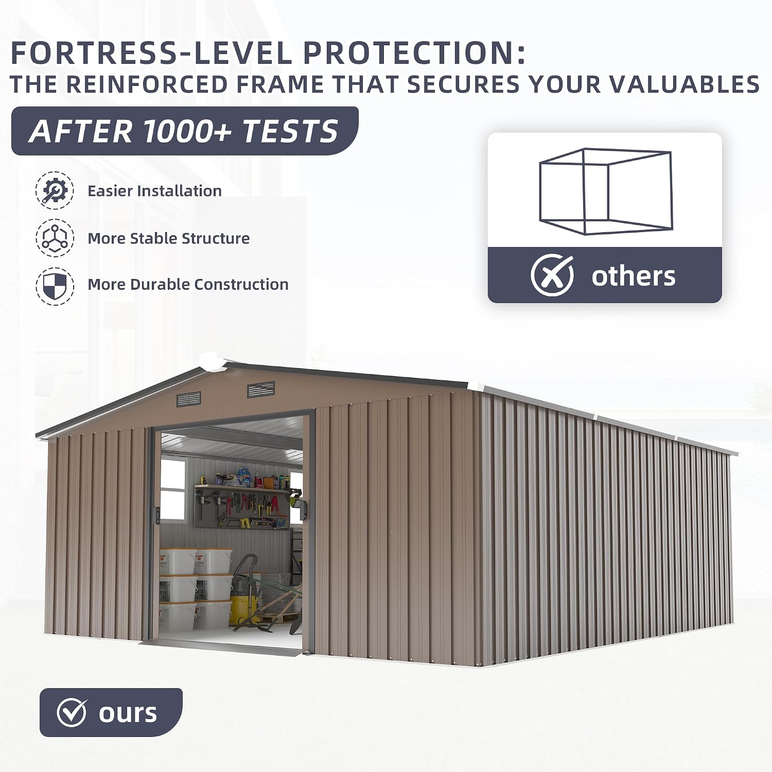 Gardening Tools - 10x12 FT Outdoor Metal Storage Shed