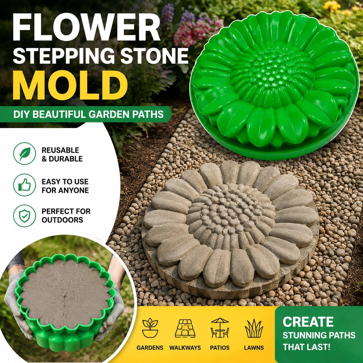 Sunflower Terrace Stone Mold S - đánh giá và giá Gardening Tools Combo