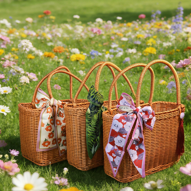 Handwoven Rattan Shopping Bask - đánh giá và giá Gardening Tools Store