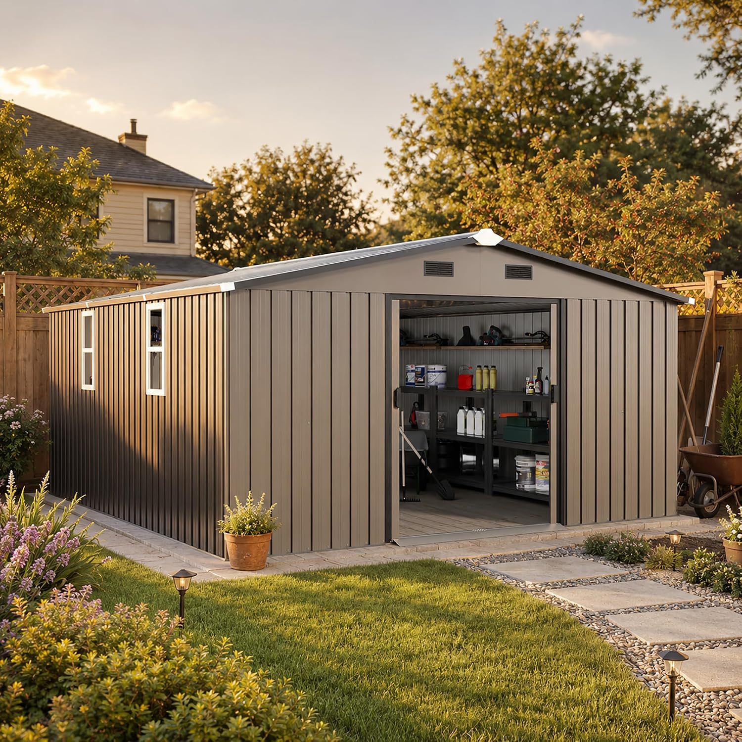 10x12 FT Outdoor Metal Storage - đánh giá và giá Gardening Tools