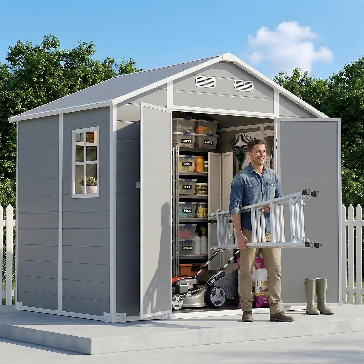 8×6 FT Outdoor Storage Shed wi - đánh giá và giá Gardening Tools