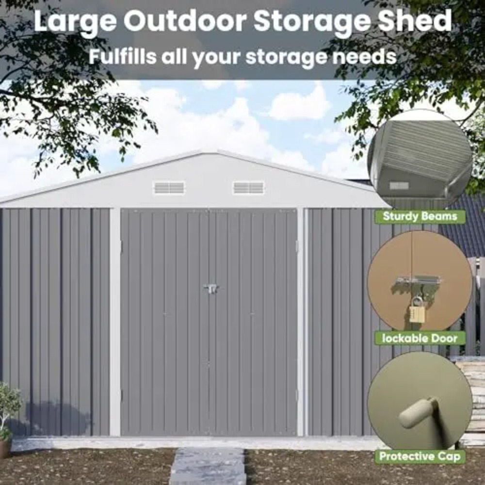 10x10 FT Metal Storage Shed, B - đánh giá và giá Gardening Tools