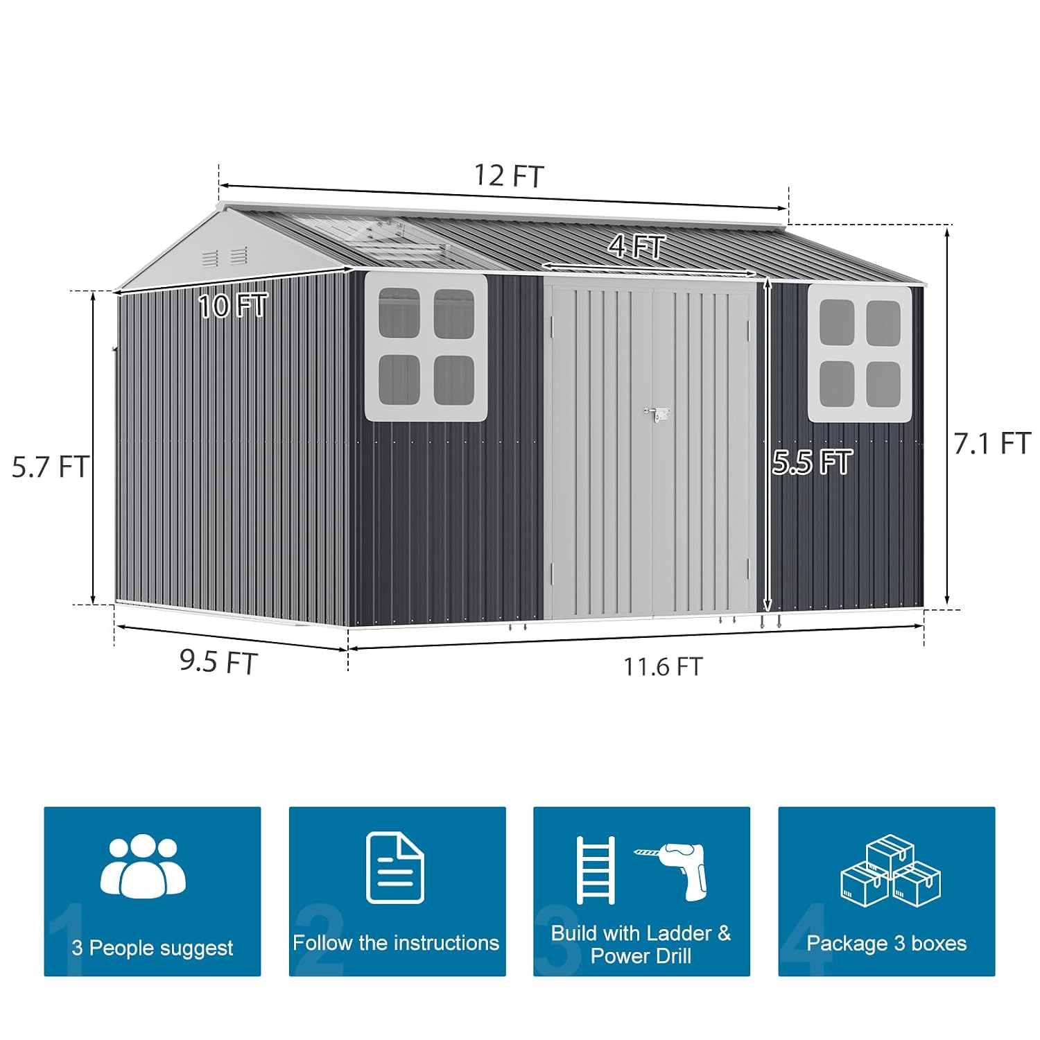 12x10 FT Metal Storage Shed wi - đánh giá và giá Gardening Tools
